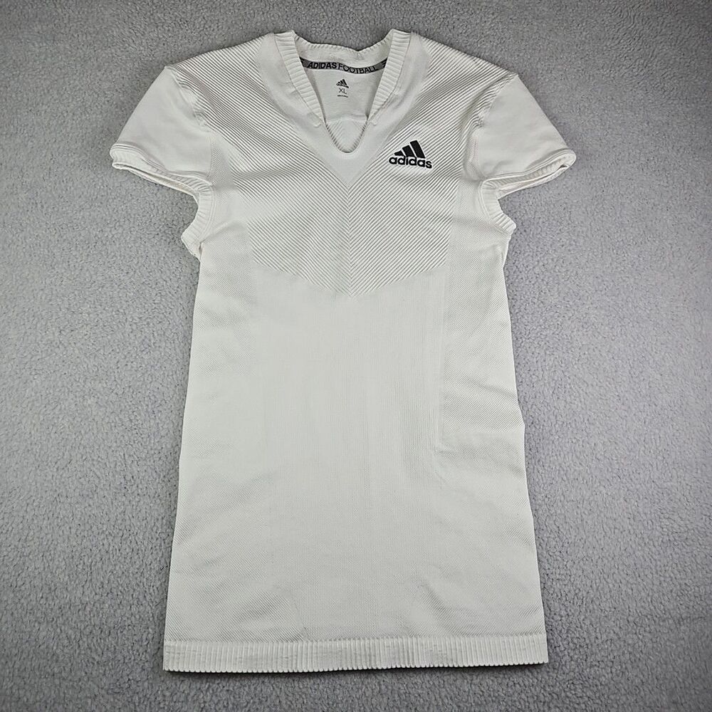 Adidas Football Jersey Mens XL White V-Neck Athletic